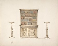 Design for a Bookcabinet and Two Pedestals (Verso: sketch), early 19th century. Creator: Anon.