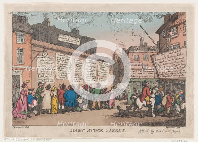 Joint Stock Street, March 10, 1808., March 10, 1808. Creator: Thomas Rowlandson.