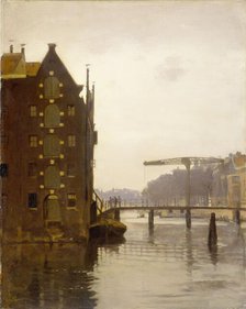 Warehouses on a canal at Uilenburg, Amsterdam, 1885-1922. Creator: Willem Witsen.
