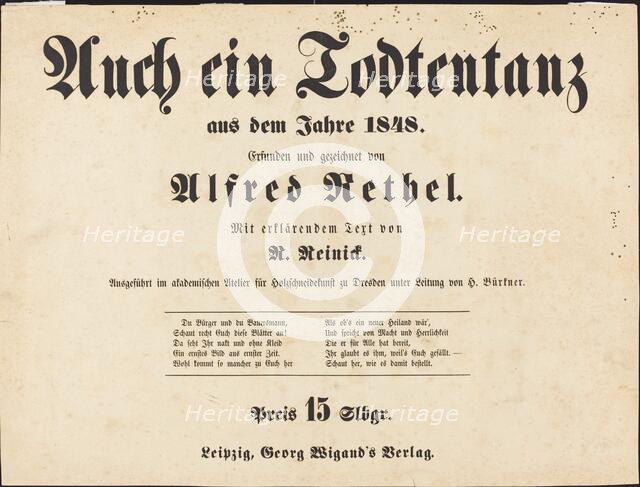 Auch ein Todtentanz: Title Page, 1849. Creator: Alfred Rethel.