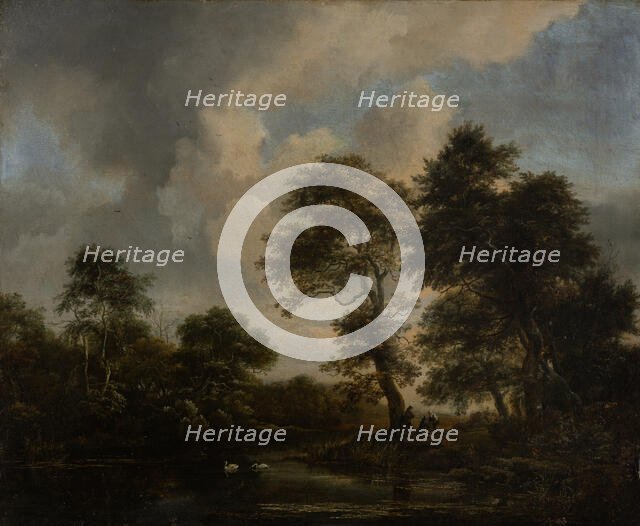 Forest Lake with two Swans, c1660-1665. Creator: Jacob van Ruisdael.