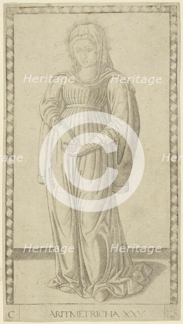 Arithmetic, plate 25 from Arts and Sciences, c.1465. Creator: Unknown.