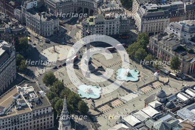 Trafalgar Square and Nelson's Column, Westminster, London, 2021. Creator: Damian Grady.
