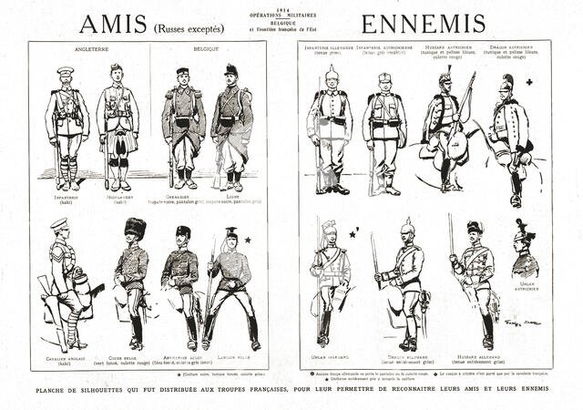 'Planche de silhouettes qui fut distribuee aux troupes Francaises', 1914. Creator: Unknown.