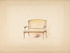 Design for Art Nouveau Loveseat with Caning, 19th century. Creator: Anon.