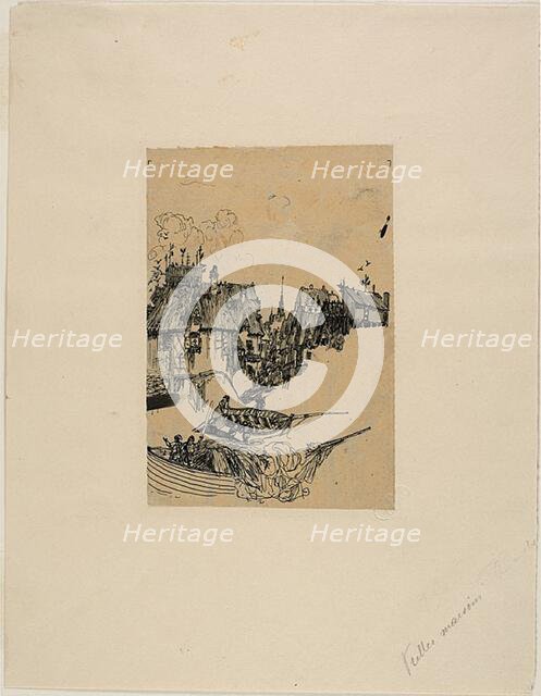 Old Houses and Fishing Boats, n.d. Creator: Rodolphe Bresdin.