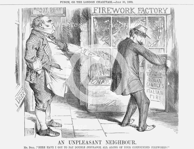 'An Unpleasant Neighbour', 1859. Artist: Unknown