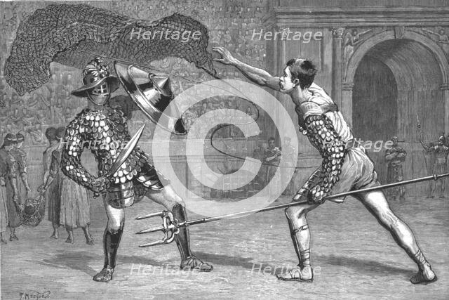 ''The Roman Gladiatorial Games at the Italian Exhibition, Earls Court', 1888. Creator: Percy Macquoid.