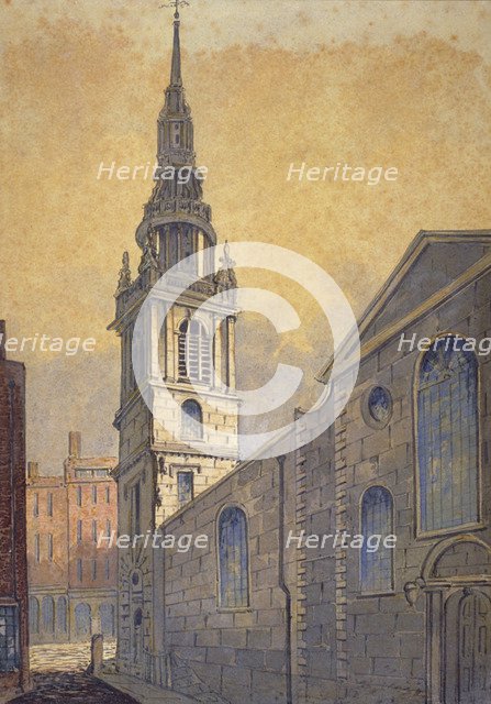 Church of St Mary le Bow from Bow Churchyard, City of London, c1815. Artist: William Pearson