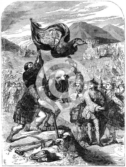 Erecting the standard of the Young Pretender, 18th century (19th century). Artist: Unknown