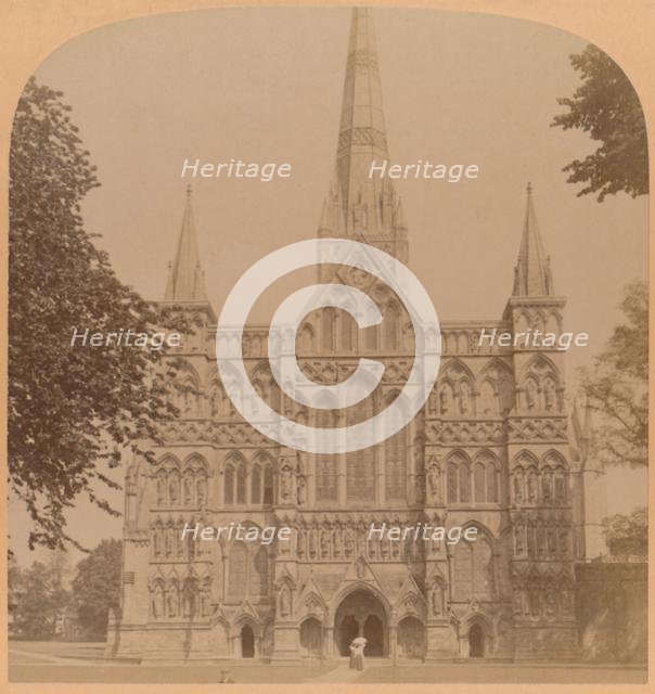 'Northwest Façade of the great Gothic Cathedral of Salisbury (founded 1220), England', 1900. Creator: Underwood & Underwood.