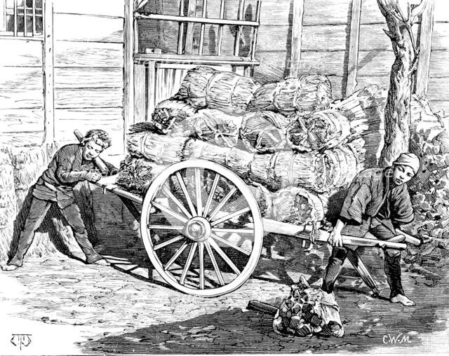 Street sketches in Tokio, Japan: charcoal carriers, 1890. Creator: Unknown.