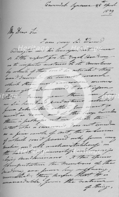 A letter from Martin Archer Shee, 1839 (1904). Artist: Sir Martin Archer Shee.