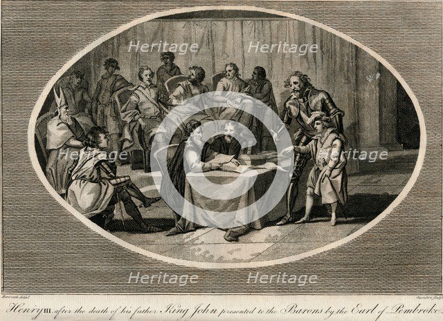 Henry III presented to the Barons by the Earl of Pembroke, 1216 (1793). Artist: Unknown.