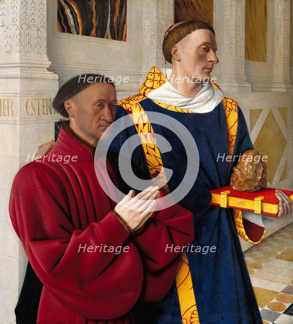 Étienne Chevalier with Saint Stephen, ca 1454. Artist: Fouquet, Jean (1420–1481)