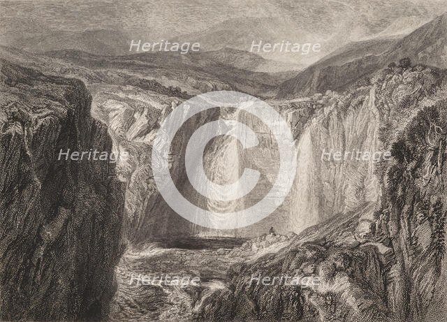 Fall of the Tees, Yorkshire, 1827. Creator: Edward Goodall.