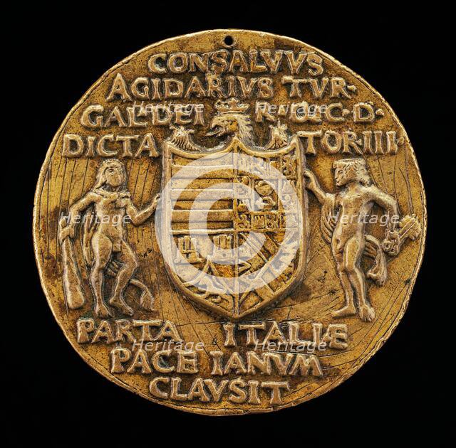 Shield Supported by Hercules and Janus [reverse], c. 1503. Creator: Master of Coriolanus.