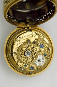 Gold pair-cased cylinder watch with quarter repeat, 1744. Artists: George Graham, John Ward.