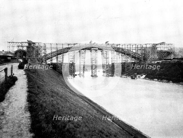 The Opening of the Baltic Canal: the high-level railway bridge at Levensau under construction, 1895. Creator: Unknown.