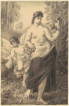 Nude Walking with Cupid, 1860s-1870s. Creator: William P. Babcock.