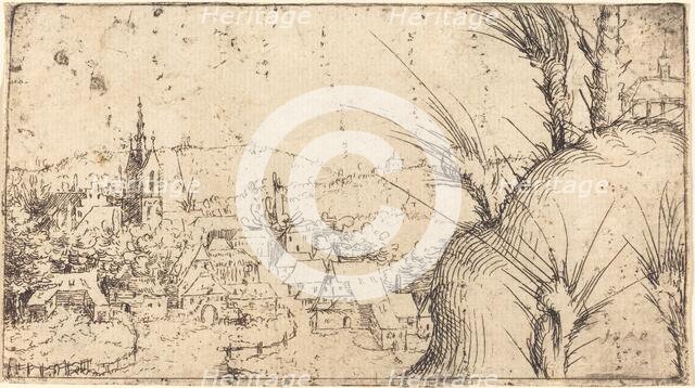 Landscape with a Town at Left, 1549. Creator: Augustin Hirschvogel.