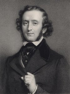 Portrait of the pianist and composer Felix Mendelssohn Bartholdy (1809-1847). Creator: Lemoine, Auguste (1822-1869).