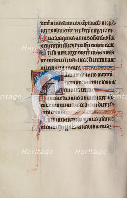 Initial C: A Priest Praying at an Altar; Bute Psalter, text and illumination about 1285. Creator: Bute Master.