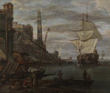 Harbour scene, 1670-1699. Creator: Abraham Storck.