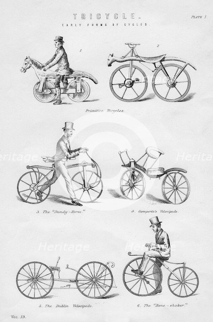 Early forms of cycles, 19th or 20th century. Artist: Unknown