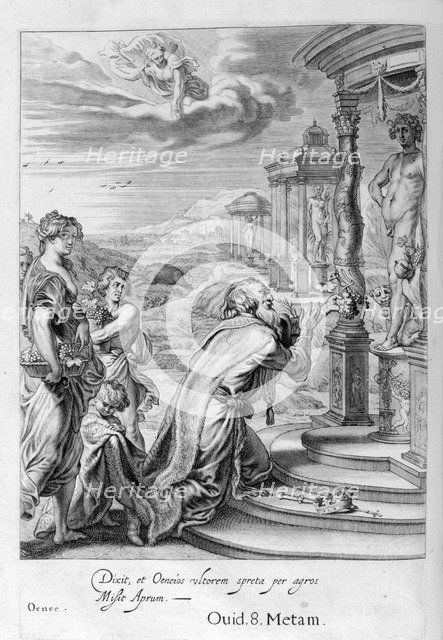 Oeneus, King of Calydon, having neglected Diana in a sacrifice is punished for his impiety, 1655. Creator: Unknown.