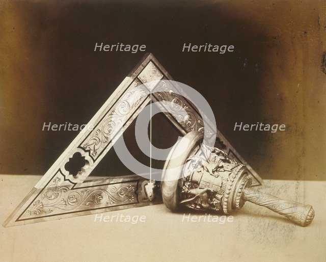 Mallet and level used for constructing Holborn Viaduct, Holborn, London, 1867. Artist: Henry Dixon