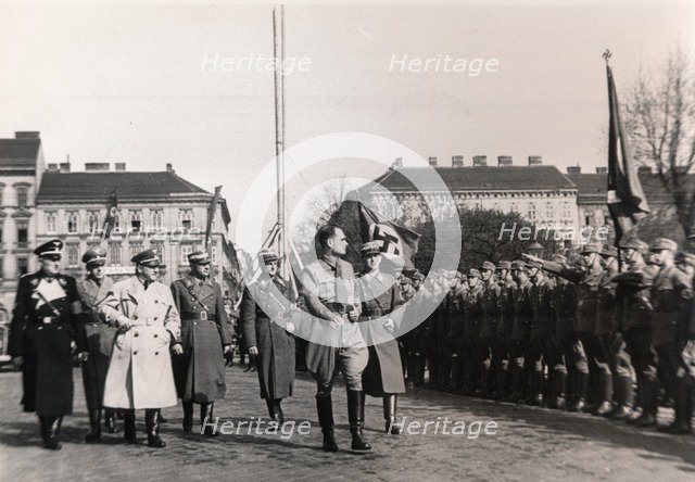 Nazi Deputy Führer Rudolf Hess on an official visit to Vienna, April 1938. Artist: Unknown