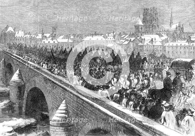 The German Army crossing the Loire at Orleans, 1871. Creator: C. R..