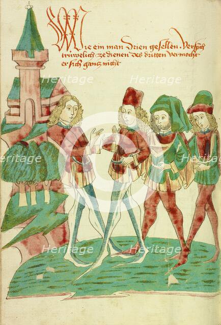A Servant before Three Lords; Barlaam und Josaphat, 1469. Creators: Hans Schilling, Diebolt Lauber.