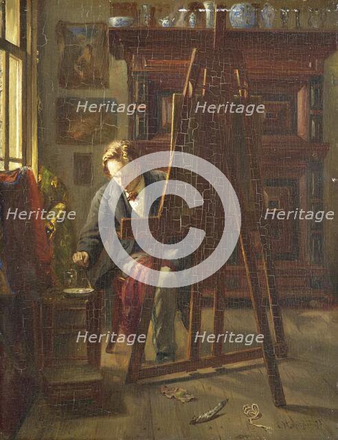 The Artist George Jan Hendrik Poggenbeek in His Studio, 1872. Creator: Theo Hanrath.