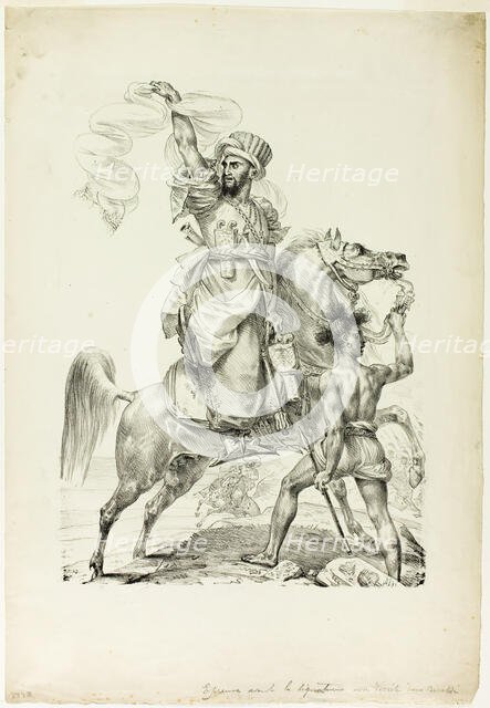 Mounted Mameluke Chieftain Calling for Aid, 1817. Creator: Antoine-Jean Gros.
