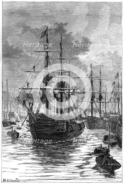 The departure of 'Albert' and 'Discovery' from Portsmouth, 19th century. Artist: Unknown
