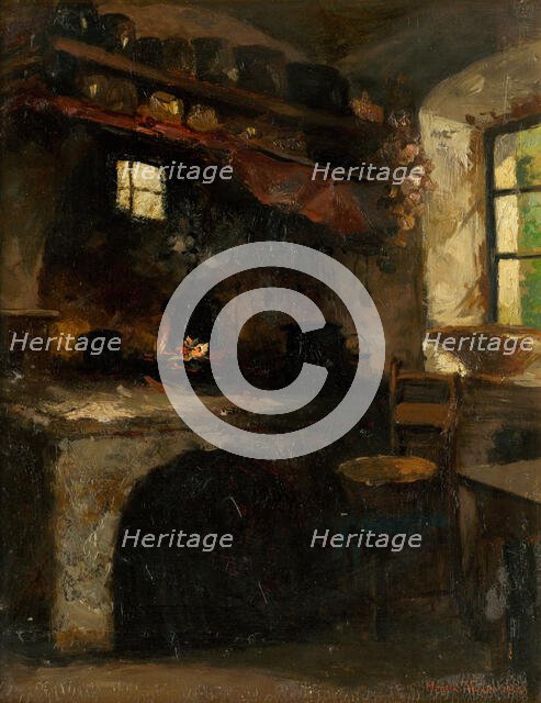 Interior of a room in a village, 1902. Creator: Felicián Moczik.