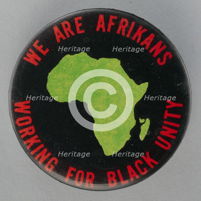 Pinback button promoting black unity, mid 20th century. Creator: Unknown.