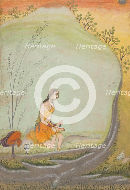 A Lady Applying Henna to Her Foot, ca. 1720-30. Creator: Ustad Mohamed.