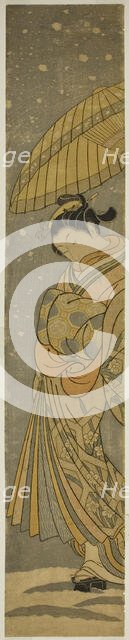 Courtesan on Parade in Falling Snow, c. 1765. Creator: Suzuki Harunobu.