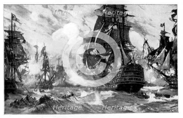 The 'Victory' at the Battle of Trafalgar, 19th Century Artist: Unknown