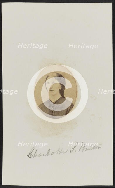 Albumen portrait of Charlotte S. Poulton mounted on paper, ca. 1865. Creator: Unknown.