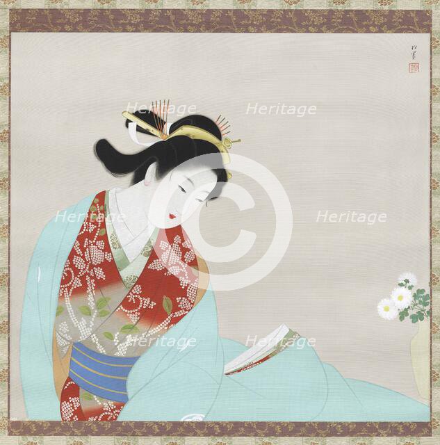 Making a Wish for a Long Life on Chrysanthemums, 1939. Creator: Shoen, Uemura (1875-1949).