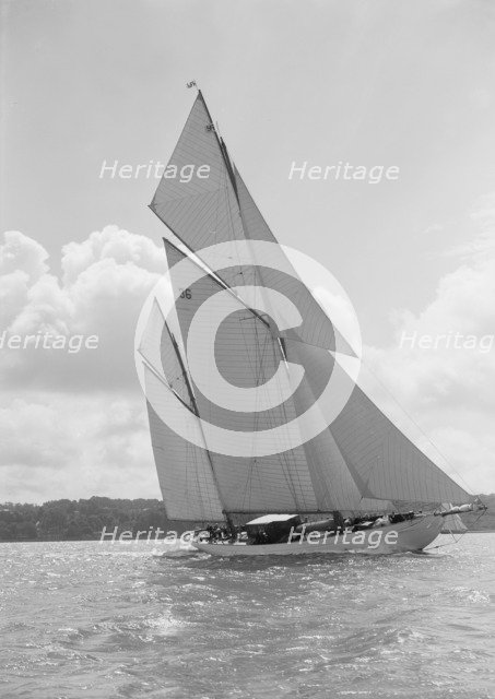 The 105 ft ketch 'Thendara' sailing upwind. 1939. Creator: Kirk & Sons of Cowes.