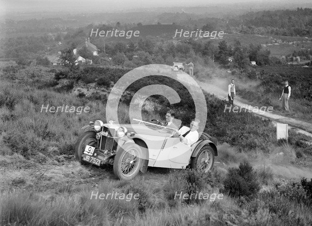 1935 MG PB of the Cream Cracker team taking part in the NWLMC Lawrence Cup Trial, 1937. Artist: Bill Brunell.