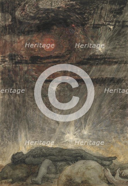 and the sun became black as sackcloth, the full moon became like blood. (Revelation 6:12-13), 1910. Creator: Stock, Henry John (1853-1930).