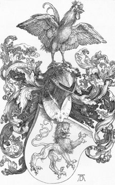 'The Coat of Arms with a Lion and a Cock', c1502-1503, (1906). Artist: Albrecht Durer.