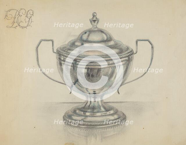 Silver Sugar Bowl, c. 1936. Creator: Herbert Russin.