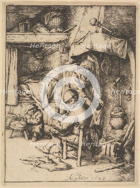 Father of the Family Giving Broth to His Baby, 1610-85. Creator: Adriaen van Ostade.